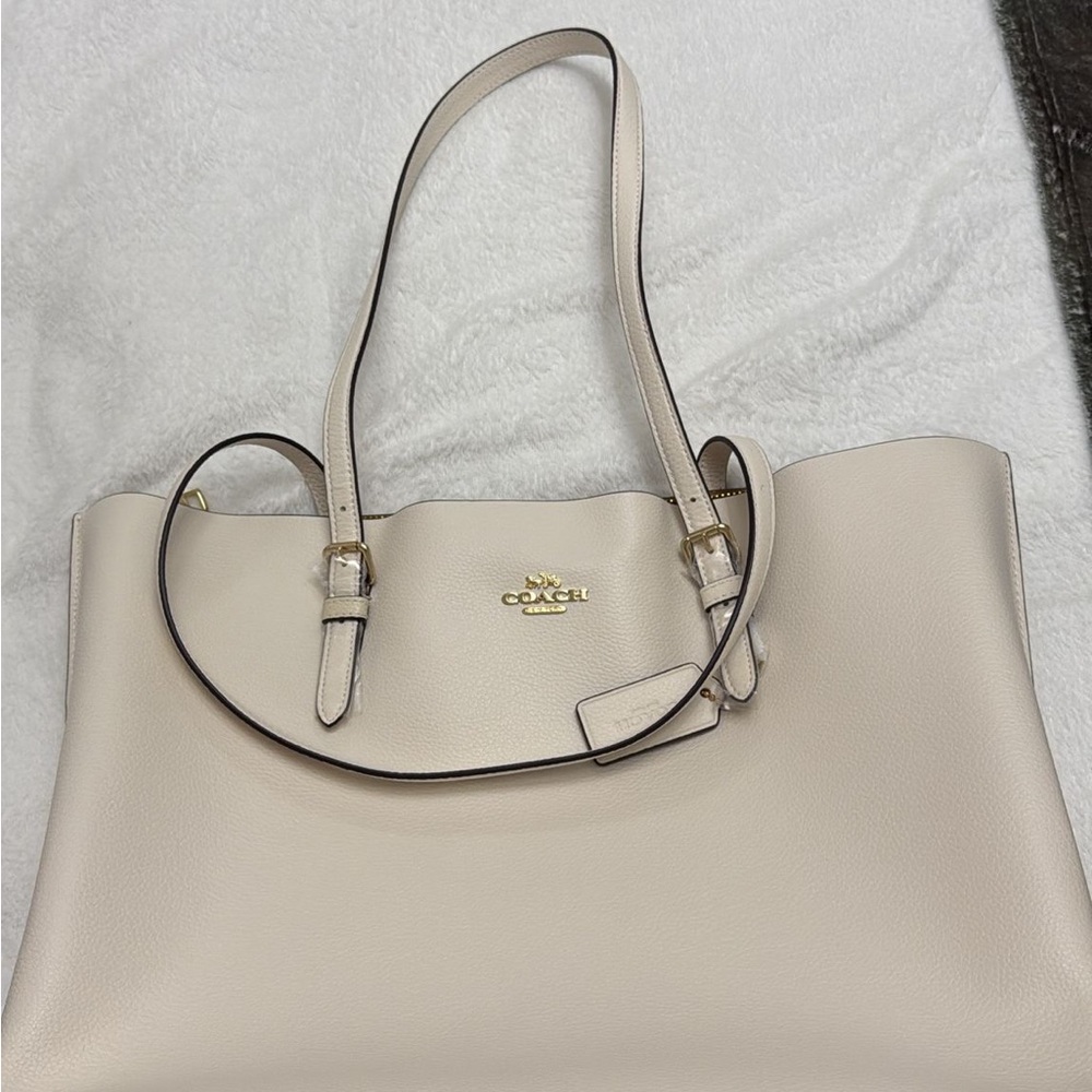 Coach Light Beige Leather Tote